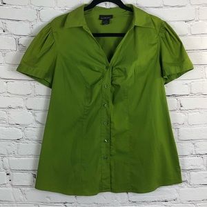 LANE BRYANT SHORT SLEEVE OLIVE GREEN BLOUSE SIZE (16)